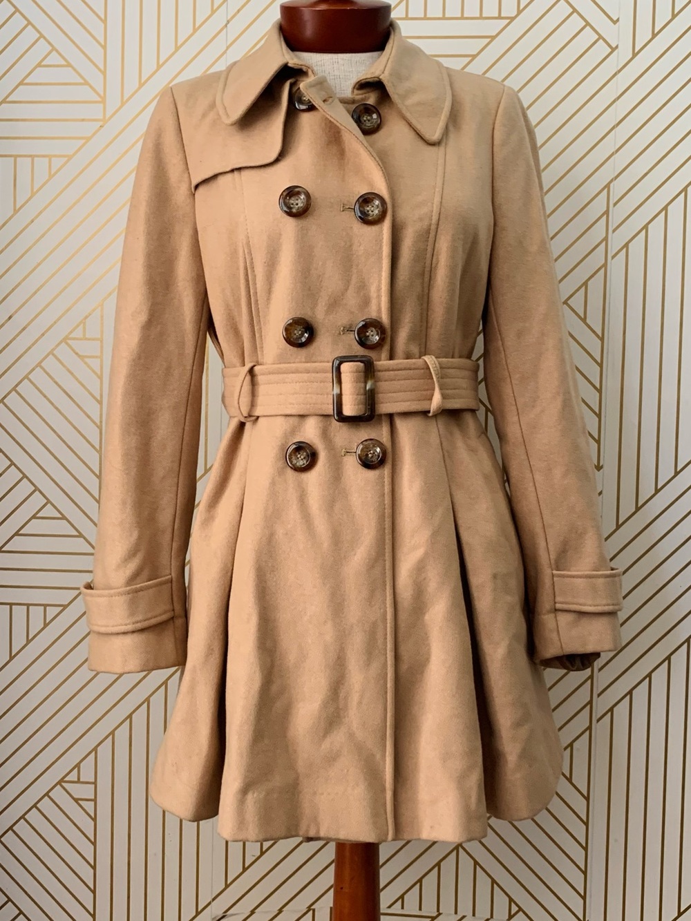 Moda International Y2K VTG Wool double breasted princess fit & flare peacoat 8